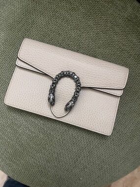Gucci Mini Dionysus Shoulder Bag  gorgeous Cream Leather Gunmetal Hardware COA